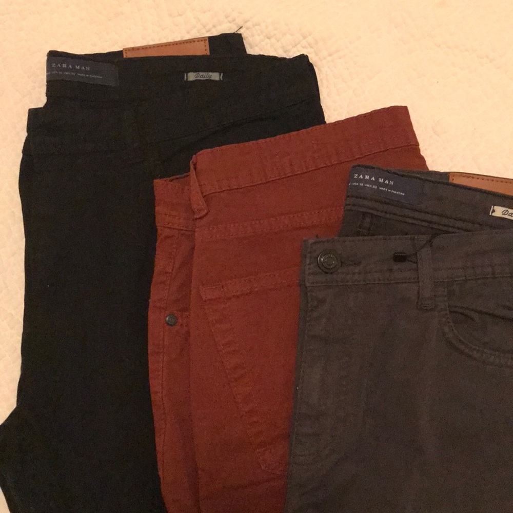 Zara men’s khaki pants slim 32 in 3 colors
